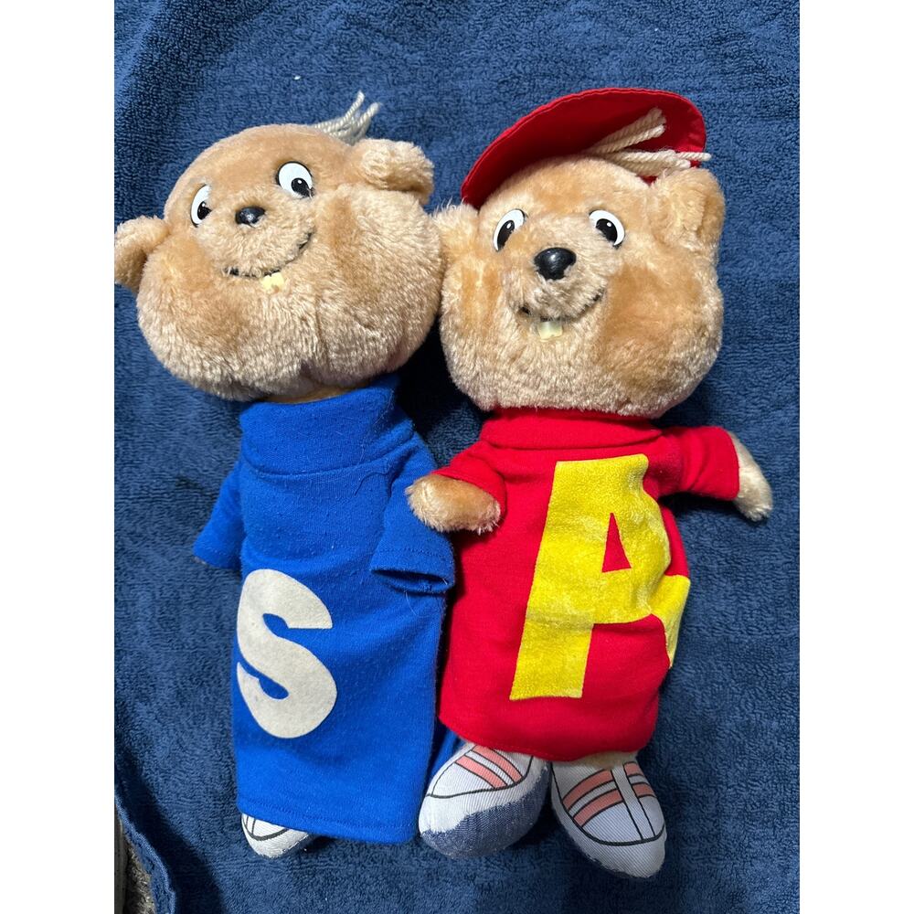 Simon and Alvin And The Chipmunks 12" Plush Toy Stuffed Animal 1983 Vintage